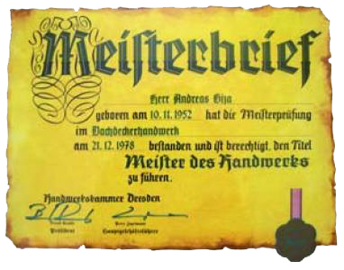 Dachdecker Dresden Meisterbrief